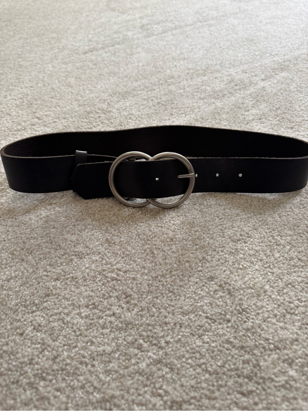 Black Double Ring Leather Belt